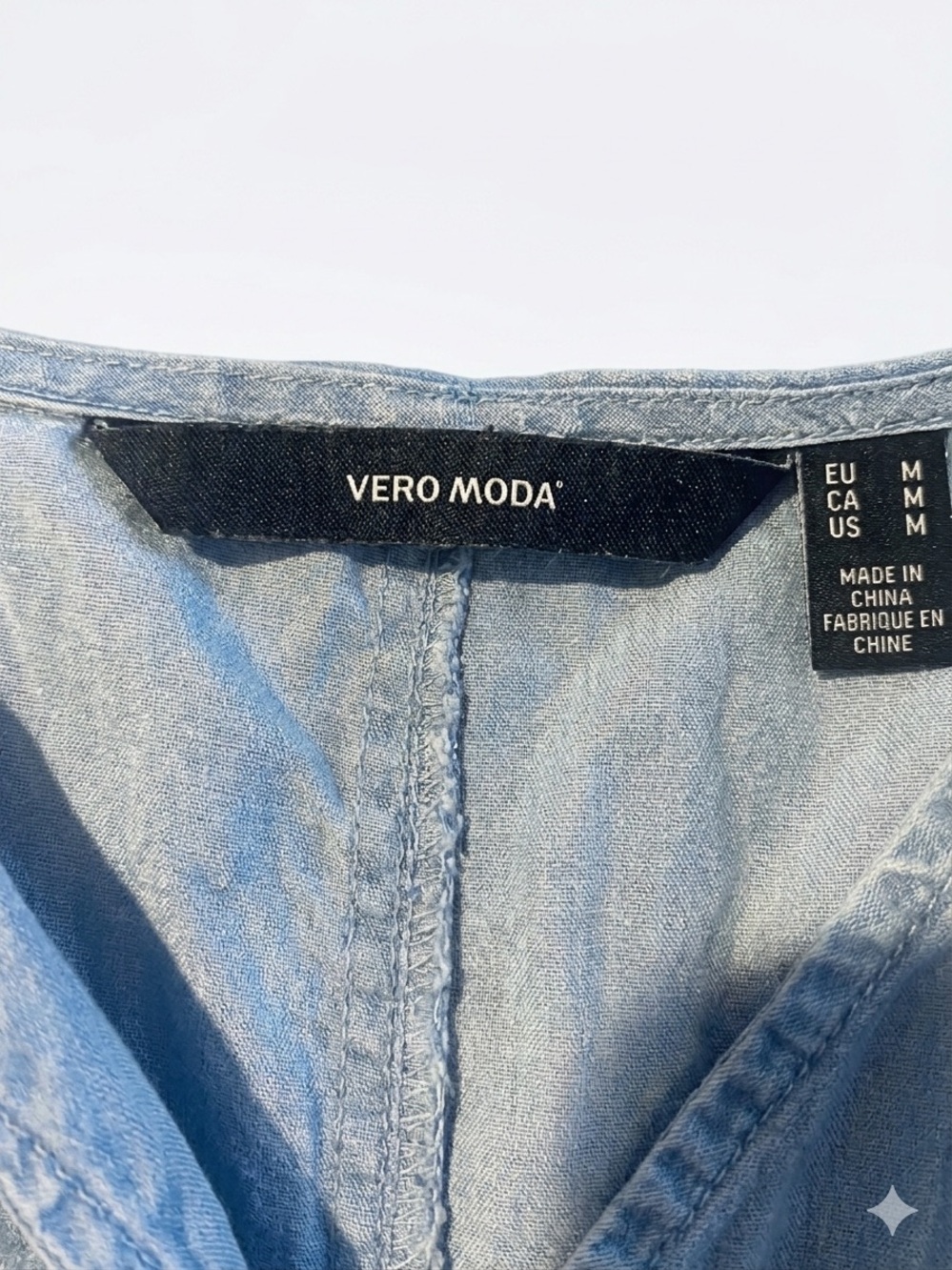 Vero Moda 100% Tencel™ Lyocell Button   Chambray Tie Waist Shirt Dress - Size M - Picture 2 of 4